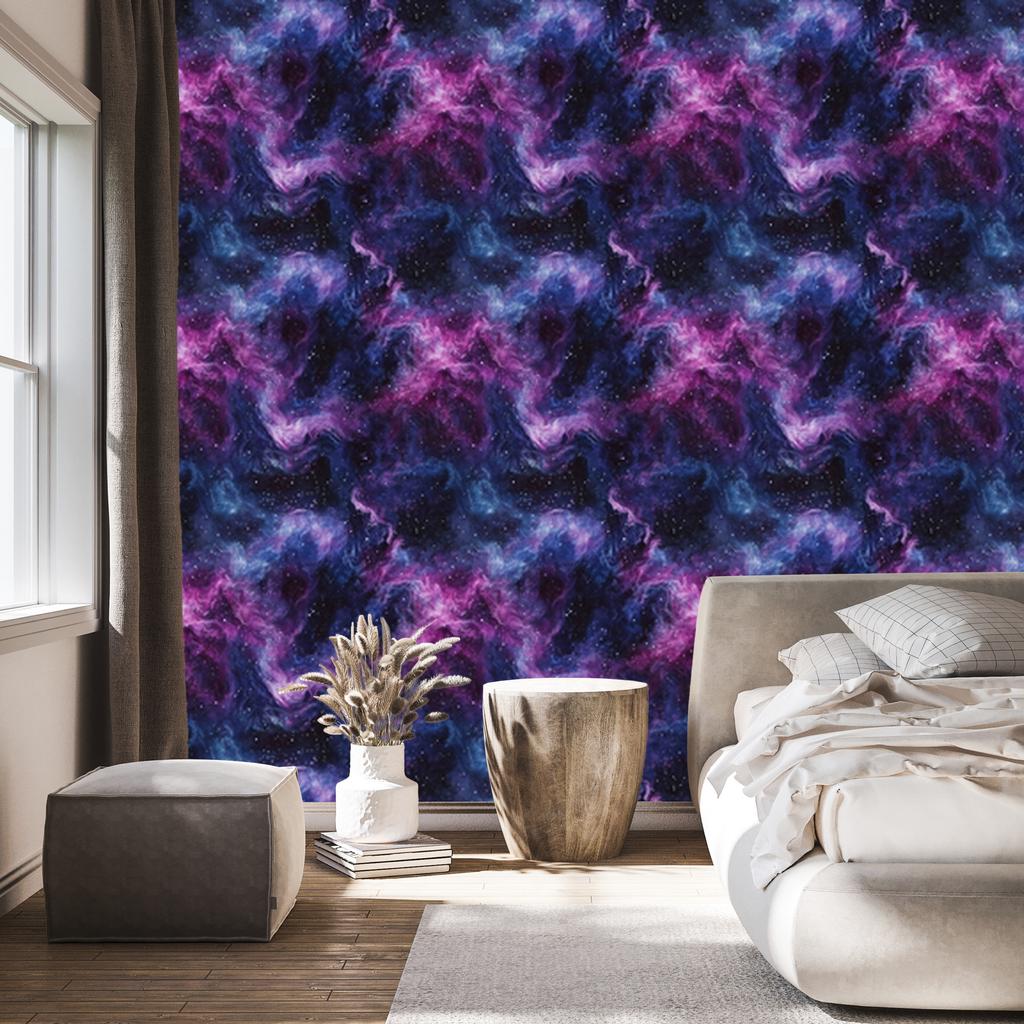 Watercolor Galaxy Wallpaper Navy Blue, Violet, Indigo and Blue 50x1000