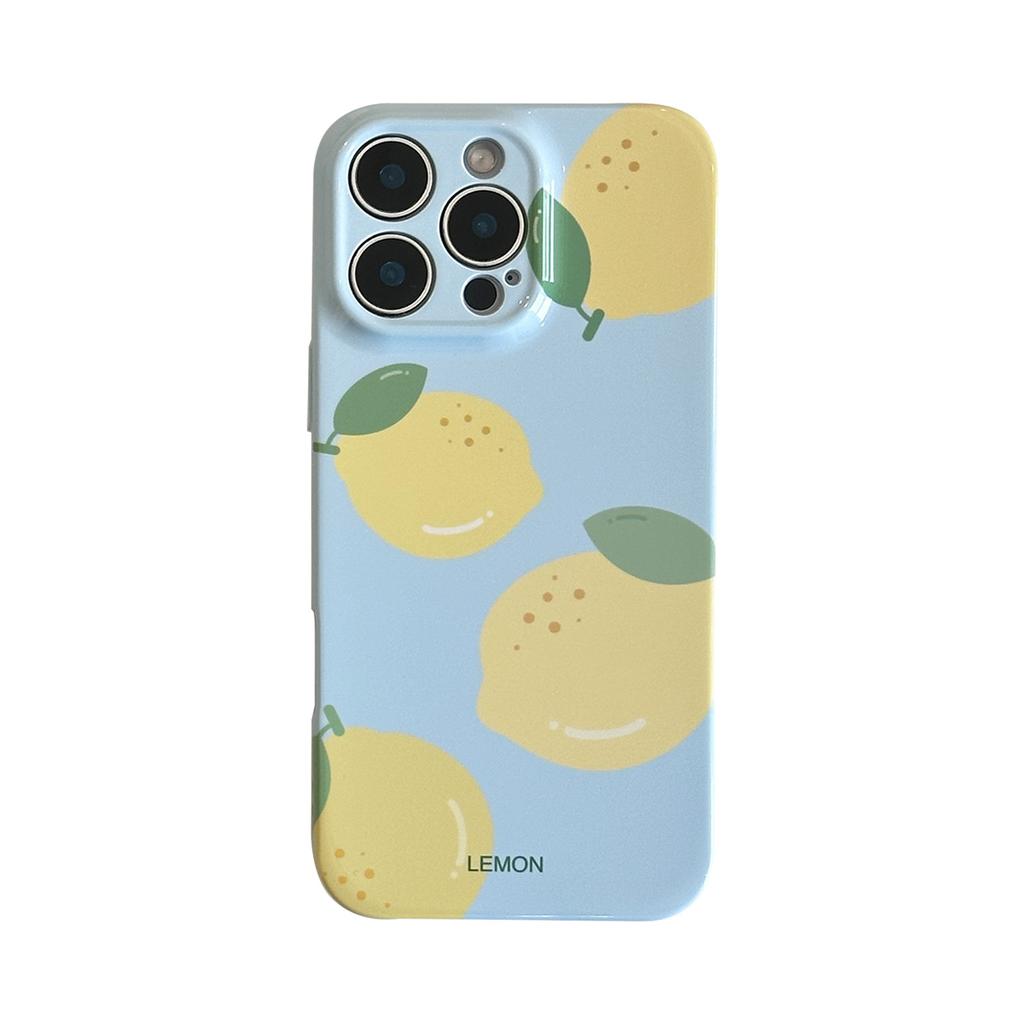 Summer Blue Refreshing Fruit Lemon Pattern Shock Proof Phone Cover Case for iPhone 17 16 15 14 13 12 11 Pro Max Plus Air