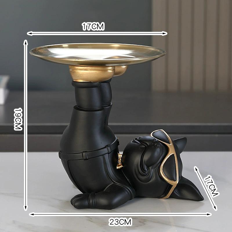 French Fighting Dog Tray Ornament Resin Entrance Hall Cabinet Key Storage And Organization Living Room Desktop Room Decoration чёрный