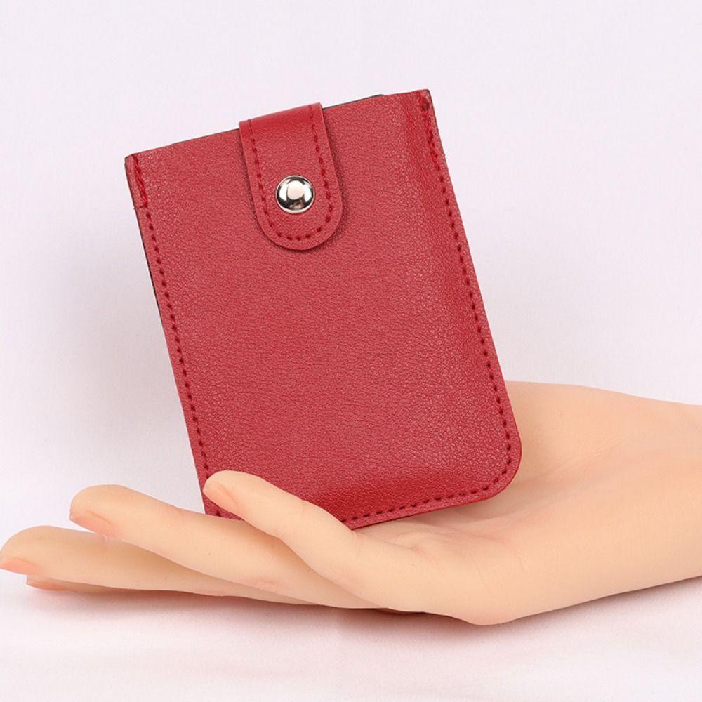Laminated Concealed Pull-out Business Card Case 5 Card Pockets PU Leather Slim ID Card Holder Men Women Mini Wallets