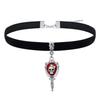 Gothic Punk Red Drop Glaze Skull Cross Thorns Heart Shape Pendant Necklace Black Velvet Choker for Women Hallowmas Party Jewelry