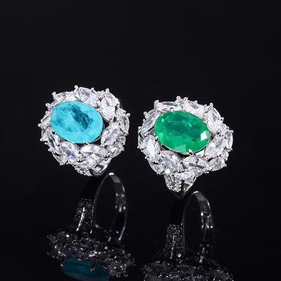Bijoux Couleur Trésor Simulation Paraiba, Émeraude Forme Dan 10 * 14 Bague Bijou Main