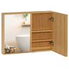 Bathroom Cabinet With Mirror Doors Multiple Interior Compartments Robust Housing Made Of Bamboo Wood 65.2 X 14 X 50 Cm