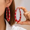 European Geometric Enamel Earrings: Women's Bamboo Joint Hoops