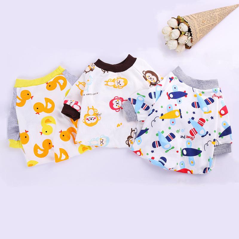 Pajamas Pet Cartoon Printed Cotton Small Dog Jumpsuit Coat Shirt Clothes For Teddy Small Dogs