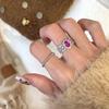 Vintage Fine Jewelry Luxury Daily Ring Light Rose Red Gemstone Rings For Women   Inlay Diamond Sweet Fine Accessories