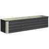 Raised Steel Garden Bed, Planter, Flower Box, Flower Pot with Gloves, Gray, 183 x 47 x 40 cm