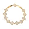 Elegant Long Clover Necklace Earring Bracelet Set With Full CZ Zircon Stones Sterling Plated