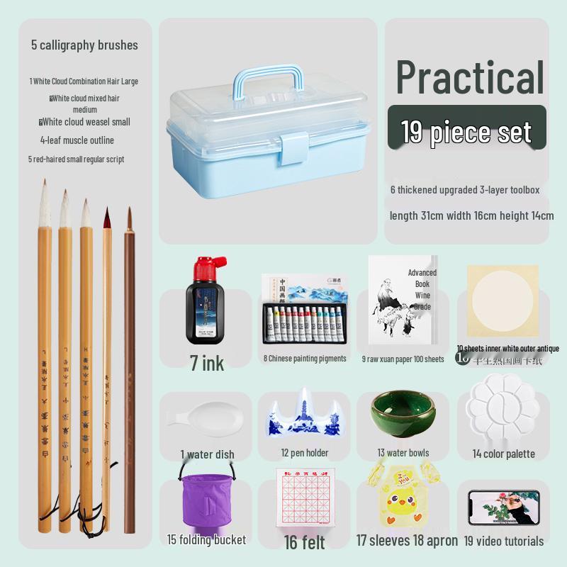 12/24 Color Chinese Ink Painting Set for Beginner and Elementary Art Students