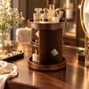 Rotating Cosmetic Storage Organizer Open Design Wooden Vanity with