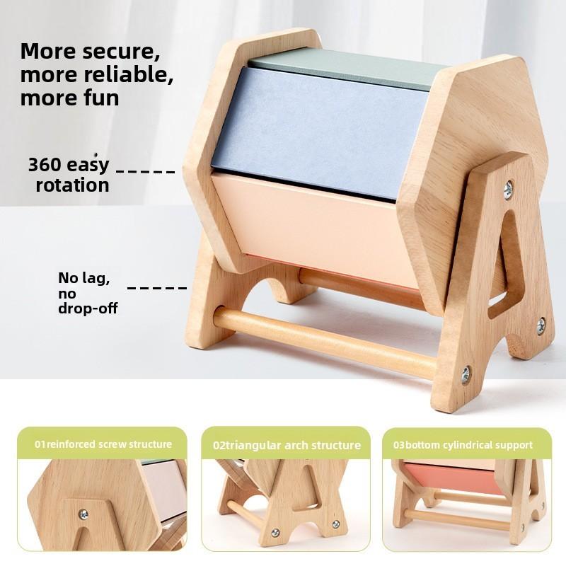 Montessori Wooden Drawer Box With Textile Drum For Early Childhood Learning Development