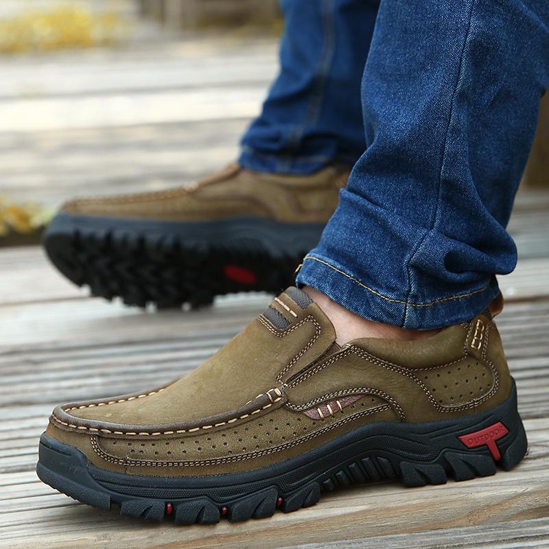Chaussures en cuir véritable pour hommes de grande taille, chaussures à enfiler 39-48