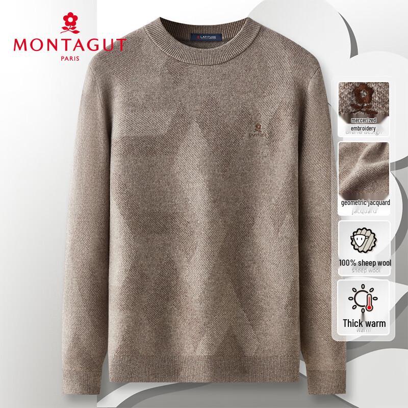 Мужской свитер MONTAGUT из 100% шерсти, утолщенный, с круглым вырезом 2XL (54)
