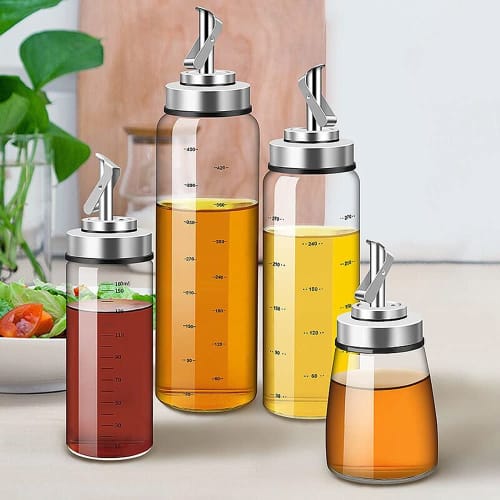Huiyu Dressing Bottle, Oil Bottle, Soy Sauce Dispenser, Spice Bottle, Oil Pot, Heat-Resistant Glass Seasoning Container, 180ml -B