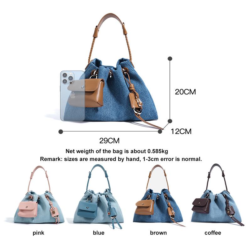 Designer Brand Fashion Women's Denim Handbag Minimalist Crossbody Messenger Lady Pouch Design Tote Shoulder Bag Spring Summer 2026 Collection