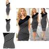 Womens Elegant Summer V Neck Stripe Bodycon Pencil Dress Perfect For Office And Party Wear