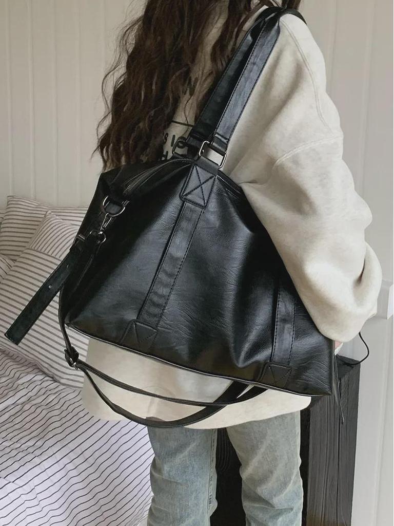 Trendy 2025 Women's Korean Casual Tote Bag - Large Capacity Hand-Held Travel Messenger Bag.