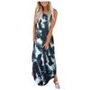 Women Casual Loose Tie-dye Print Pocket Long Dress Sleeveless Split Maxi Dresses