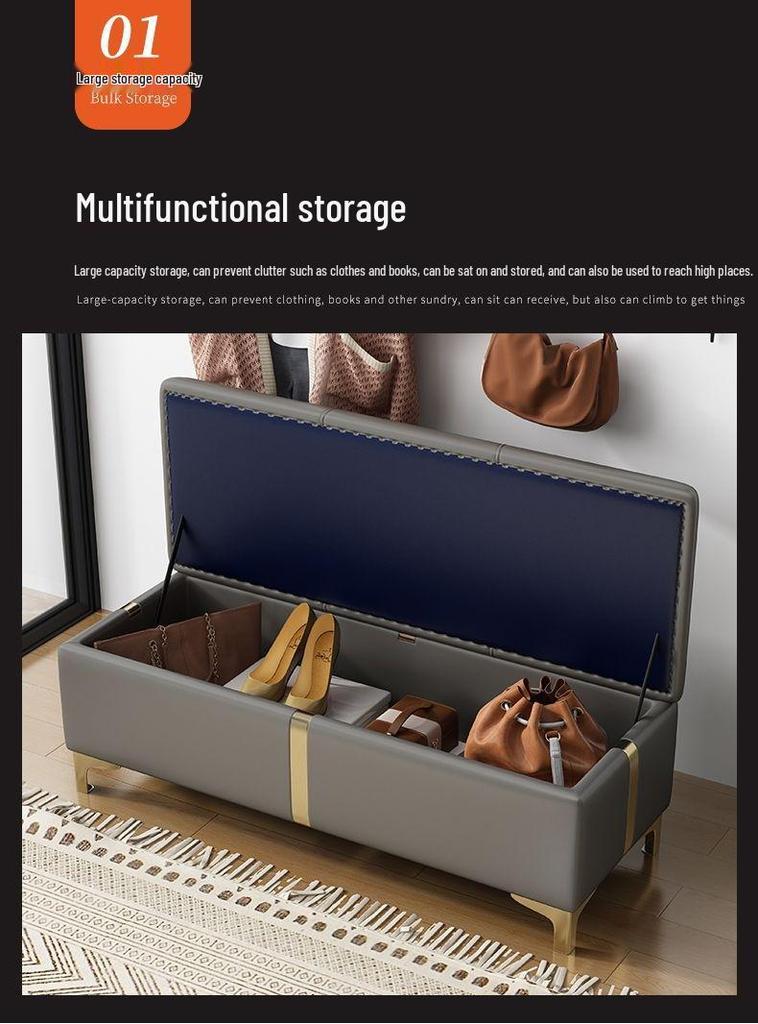 Multifunctional Storage Shoe Bench with Cushion for Entryway or Fitting Room