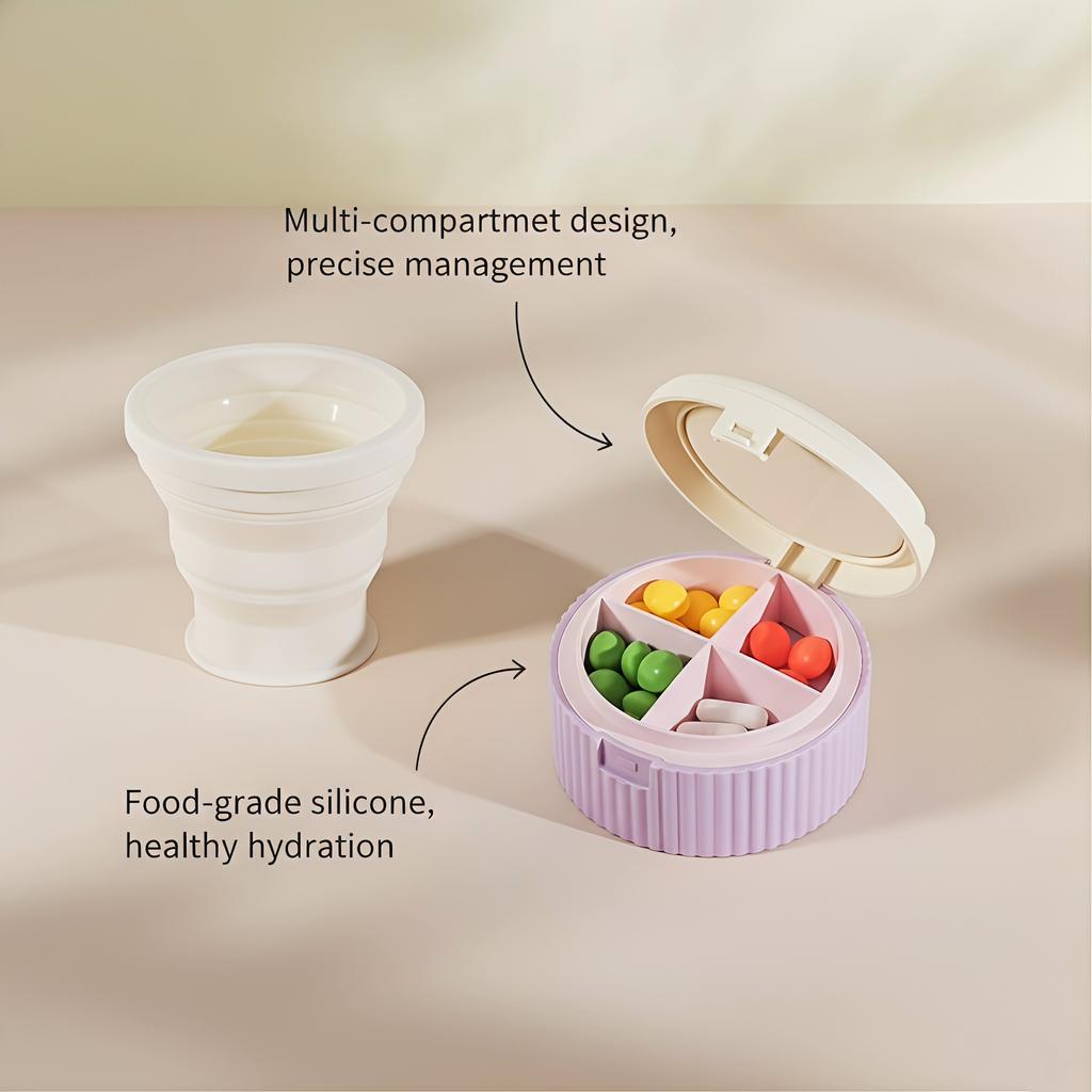 Portable Pills Container Medicine vitamiin Holder Daily Pill Case Small Piller Box for Pocket Purse Space-Saving & Washable