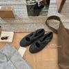 THEMANDAGO Mango Big Fruit Korean Version Woolen Round Head Cross Strap Mary Jane Shoes Autumn and Winter Plush Flat-soled Fluffy Shoes