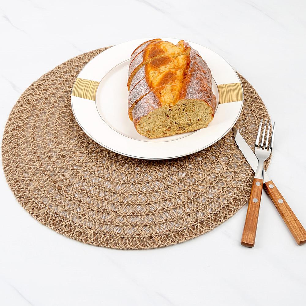 6/4pcs European Style Round Jute Placemat Dining Table Decoration Mats Household Insulation Pad Flower Pot Bowl Mats Cup Coaster