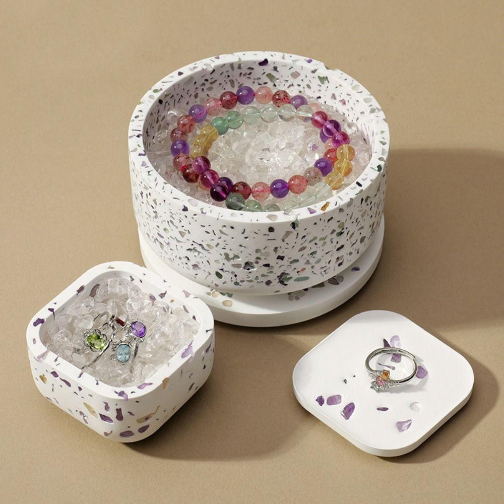 

Round Natural Crystal Creative Gypsum Degaussing Bowl Jewelry Storage Container Crystal Storage Purple 3-S
