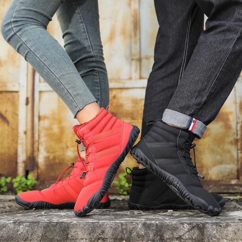 Plush Outdoor Hiking Sneakers Winter Warm Climbing Shoes Unisex High-top Snow Boots Ankle Booties Anti-slip Cotton Shoes