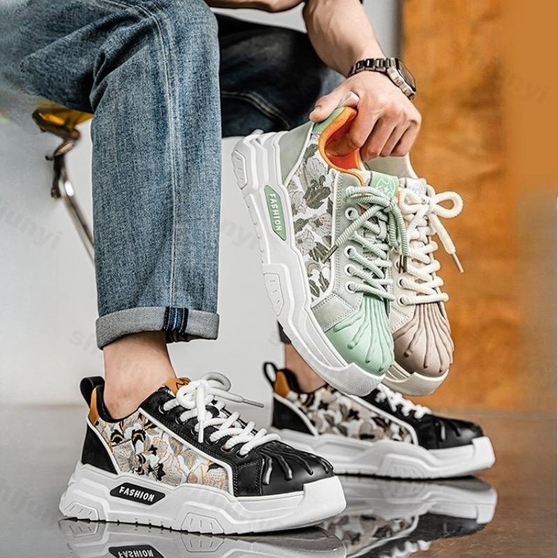 Fashion 2025 Spring New Men's Breathable Cloth Surface Height Increasing Shoes Fashion Trendy Versatile Casual Low Top Chunky sneakers
