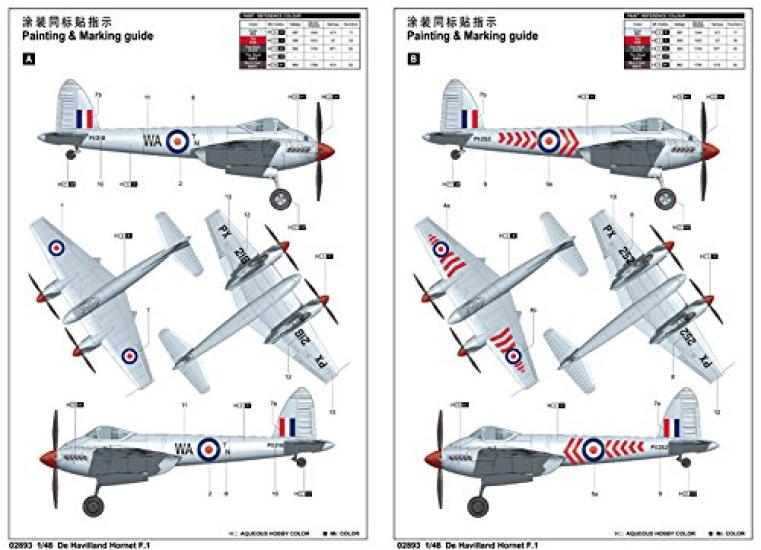 Trumpeter scale de Havilland Hornet plastic model 1/48 F.1