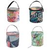 Diy Home Printed Wool Storage Bag Polyester Green Peony Bag Small Daily Use Handheld Portable