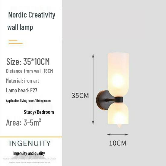 Lan Chen Nordic Double-Head Glass Wall Lamp for Living Room or Hallway
