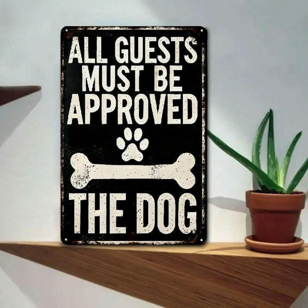Metal Poster Wall Art, Custom Metal Sign for Entryway, Funny Dog Permission Sign, Home Decor