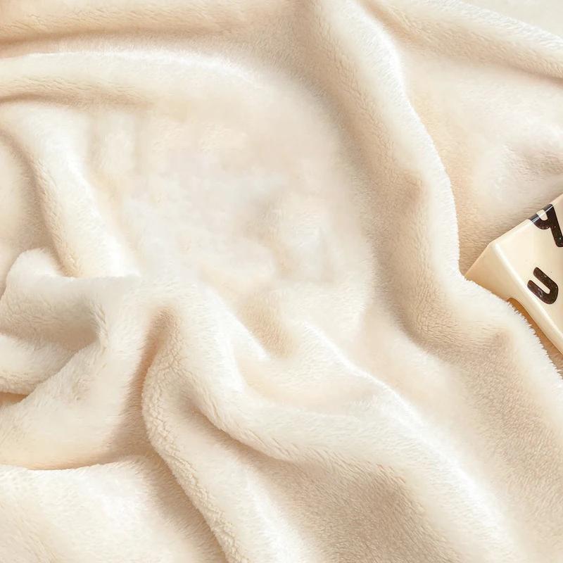 Beige Plush Fuzzy Fleece Throw Blanket Washed Soft Breathable Fluffy Warm Blankets for Couch Bed Living Room Use Home Decoration