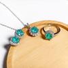 Gessen Paraiba Schlichtes Rosenschliff Schmuckset: Exquisite Ohrringe, Ring & Anhänger im leichten Luxusstil.