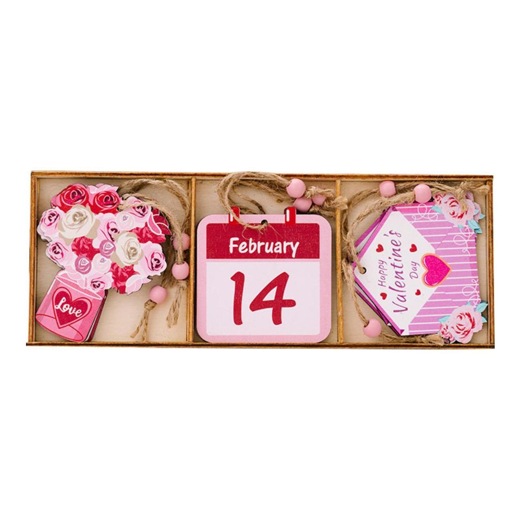 9Pcs Valentines Wooden Hanging Ornaments for DIY Crafts Project Wall Kitchen