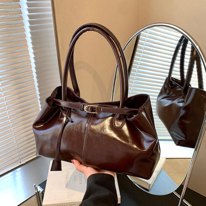  Oil PU Leather Hobo Handbag Slouchy Shoulder Bag Retro Top-Handle Bag Large Work Bags for Women Gilrls Tote Work Shopping Travel