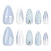 Cross-border hot-selling wearing nail pads finished products wholesale cool color 3D water drop shell manicure almond fake nails