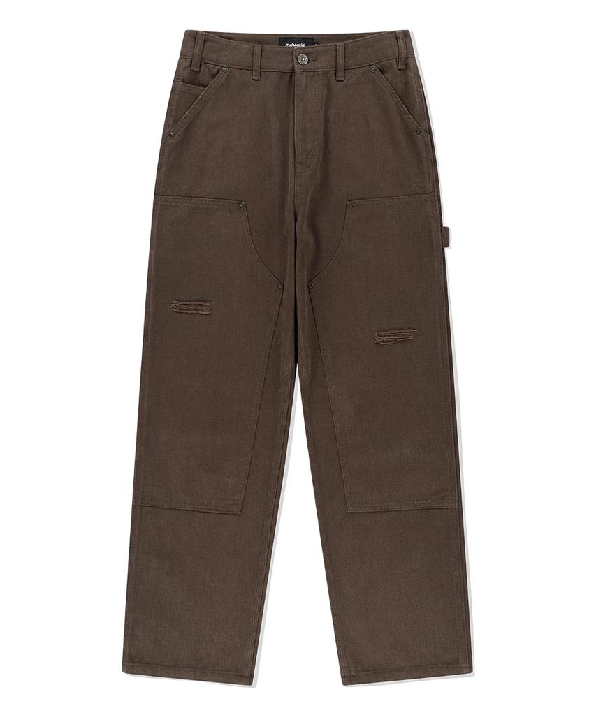 MAHAGRID Double Knee Canvas Pant Brown(Mg2Efmd113A)