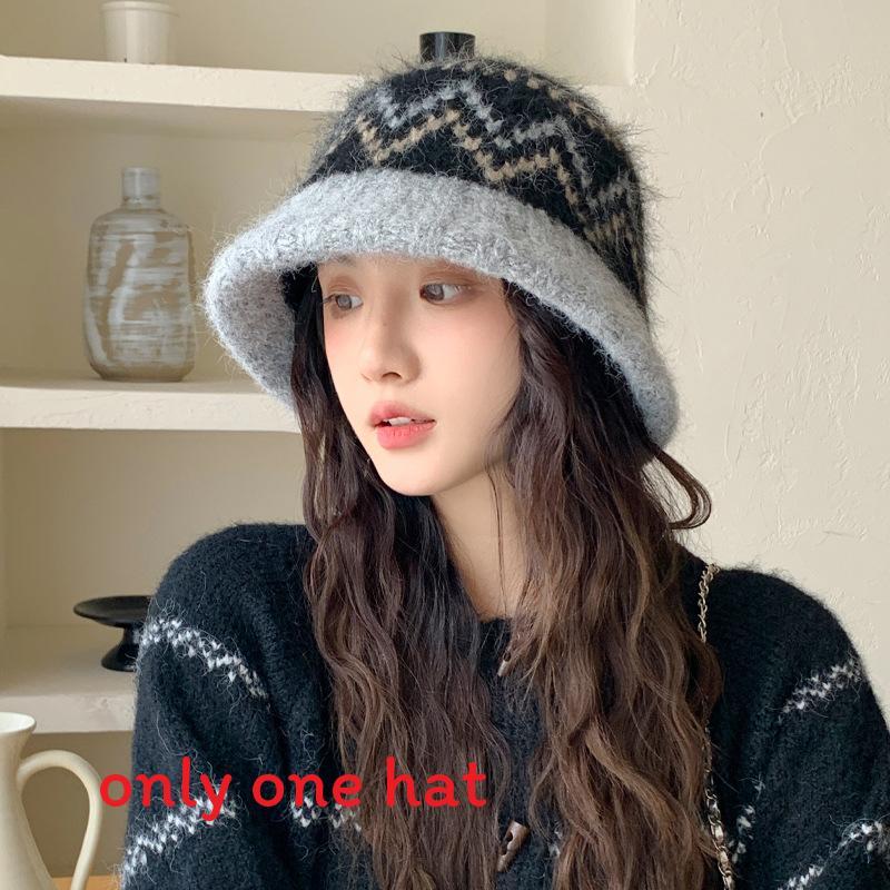 Winter Knit Bucket Hat For Women With Windproof Warmth And Casual Style серый