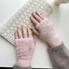 1Pair Warm Half Finger Gloves Can Write Students' Winter Touchscreen Gloves