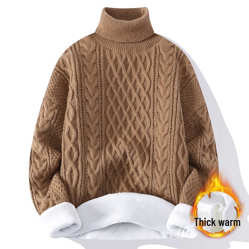 Men's Retro Japanese Knit Loose-Fit Sweater with Velvet Layer