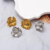European and American Stainless Steel Flower Earrings, High-end Fashion, Light Luxury, Versatile Vacuum K Gold, Exaggerated and Exquisite