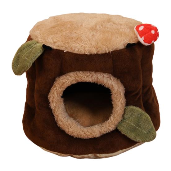 Yousheng Hamster Nest Lovely Appearance Stump Design Flannel Comfortable Squirrel Bed Hammock for Small Animals