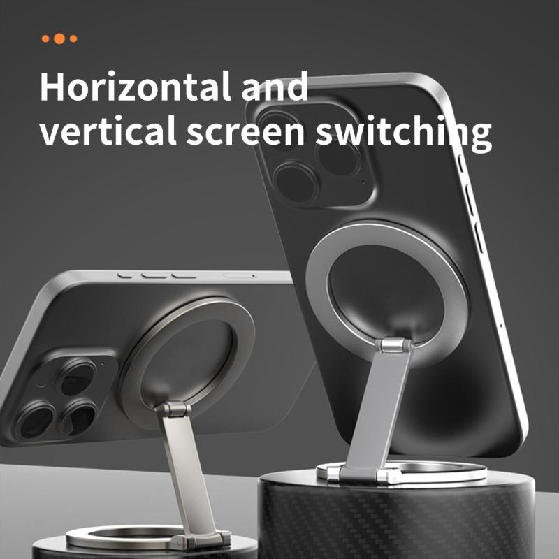 All Metal Magnetic Phone Stand Rack Featuring Double Side Design And Adjustable Angle With Flexible 360 Degree Rotation