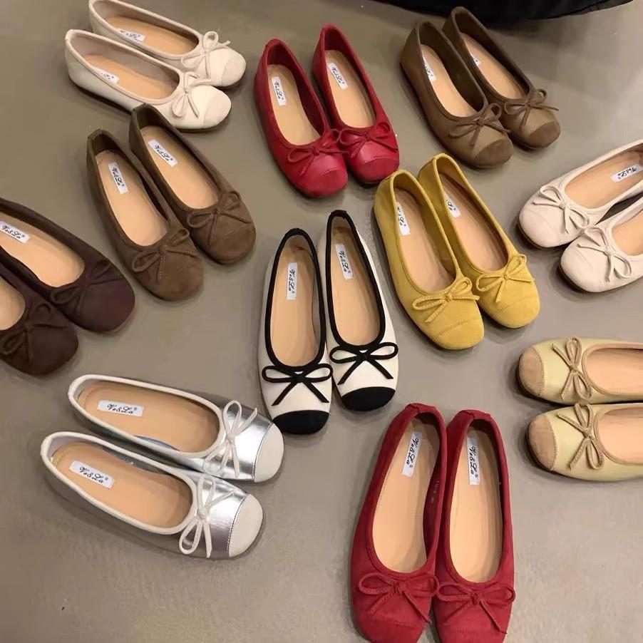 Evening wind gentle butterfly ladyshoes ballet flats French retro soft sole silver single shoes spring and summer small fragrant wind women's shoes