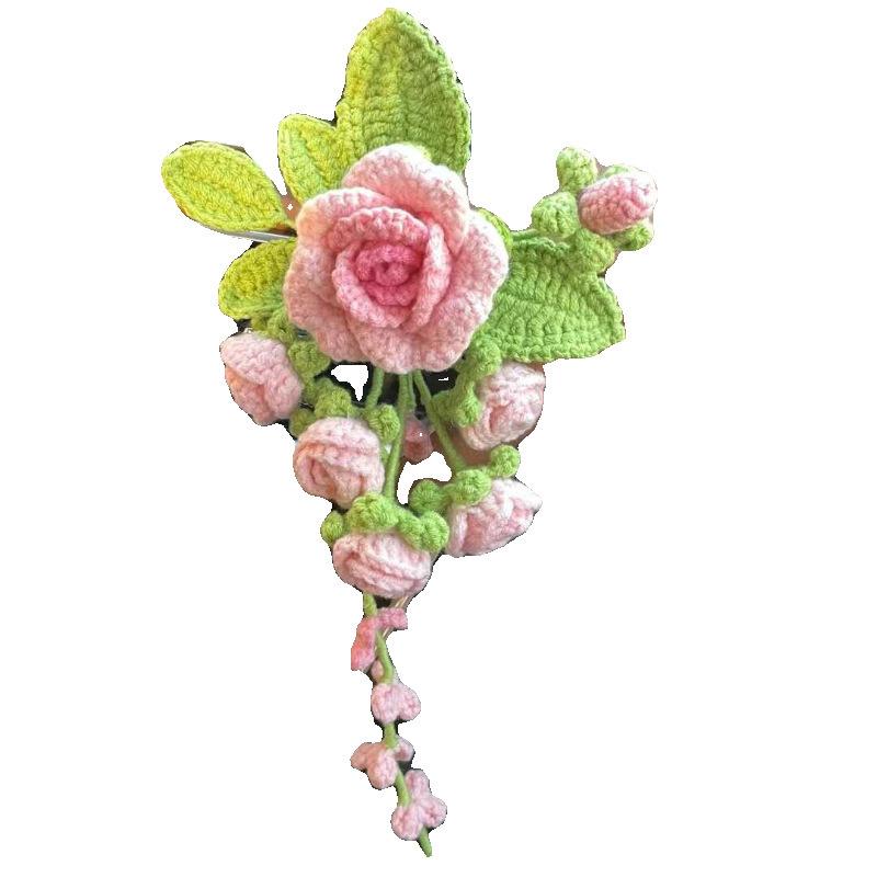 High Quality Car Hanging Decoration Crocheted Bouquet Charm Pendant Knitted Flower Car Interior Accessories Finished Product