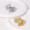 Stainless Steel Rings For Women Men Exaggeration Punk Angel Wings Wide Edged Open Index Finger Ring Charm Jewelry Accessories
