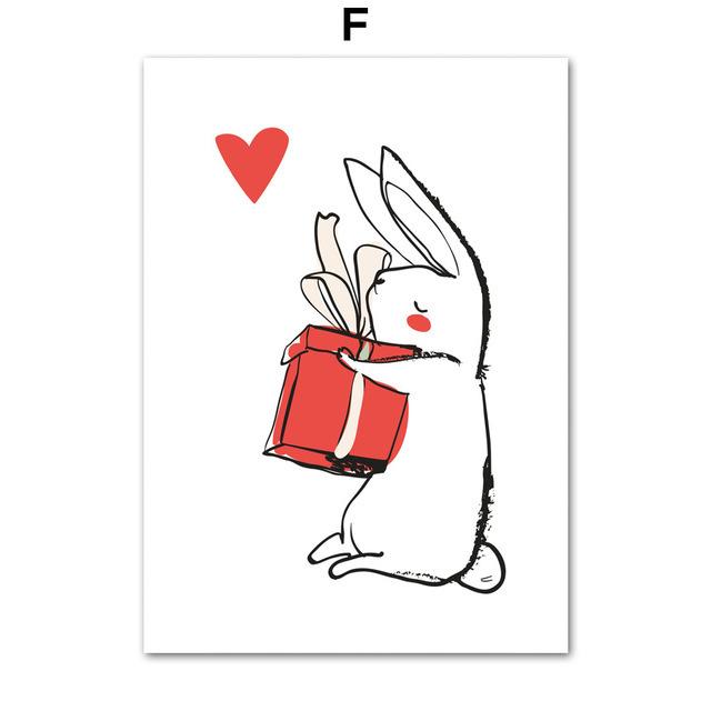 Cartoon Elk Snowman Picture Minimalist Sketch Canvas Poster Merry Christmas Decor Painting Happy New Year Kids Room Decor No Frame