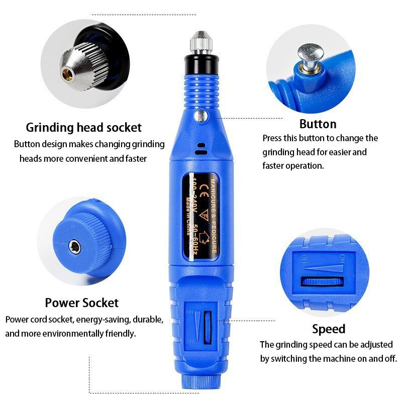 Mini Electric Grinding Nail Grinder Smooth Intelligent Speed Regulation Electric Manicure Device Nail Polishing Nail Tool Set